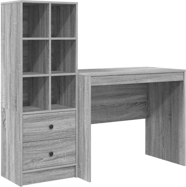 vidaXL Schreibtisch mit Hochboard Set in Grau und Braun im modernen Design - Bild 1