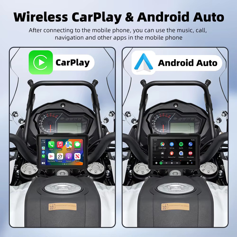 EKIY Tragbares 5 Zoll Motorrad-Navigationssystem mit Carplay und Android Auto, Wasserdichtes Moto GPS mit Bluetooth in Schwarz - Bild 4