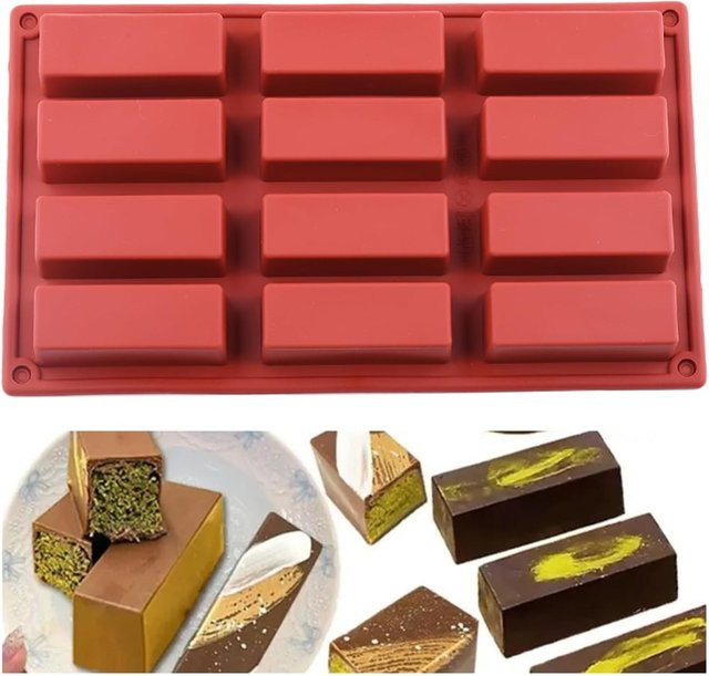 Silikon-Kuchenform von FEB.WIND mit 12 Mulden in Rot für Mousse, Trüffel und Brownies - Bild 1