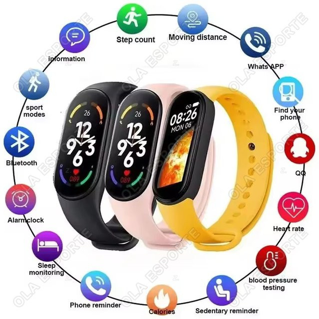 Ola Esporte M7 Smartwatch mit AMOLED-Bildschirm und Herzfrequenz- sowie Blutdruckmessung, Fitness-Tracker in Gelb - Bild 1