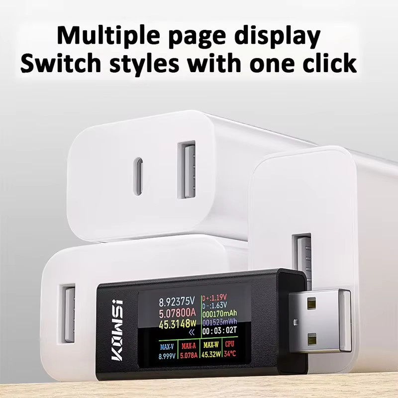 Digitaler USB Tester DC Voltmeter und Amperemeter zur Strom- und Spannungsanzeige für Powerbanks und Ladegeräte, Schwarz, 4-30V, 6,5A - Bild 4