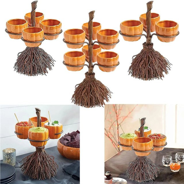 Halloween Kürbis Snack Teller in Orange als Hexenschüssel für Party Buffet und Dessert Display - Bild 1