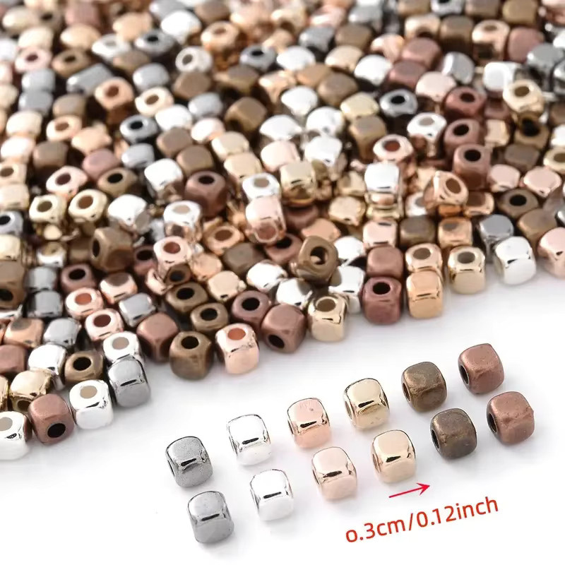 wlyees Perlen, quadratisch, goldfarben, 3 mm, Mixed Color - Bild 1