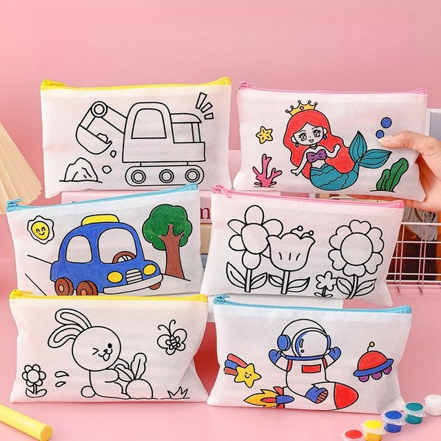 DIY Doodle Federmäppchen aus Vliesstoff und Kunststoff, waschbarer Organizer für Schülerbedarf, Mehrfarbig - Bild 1