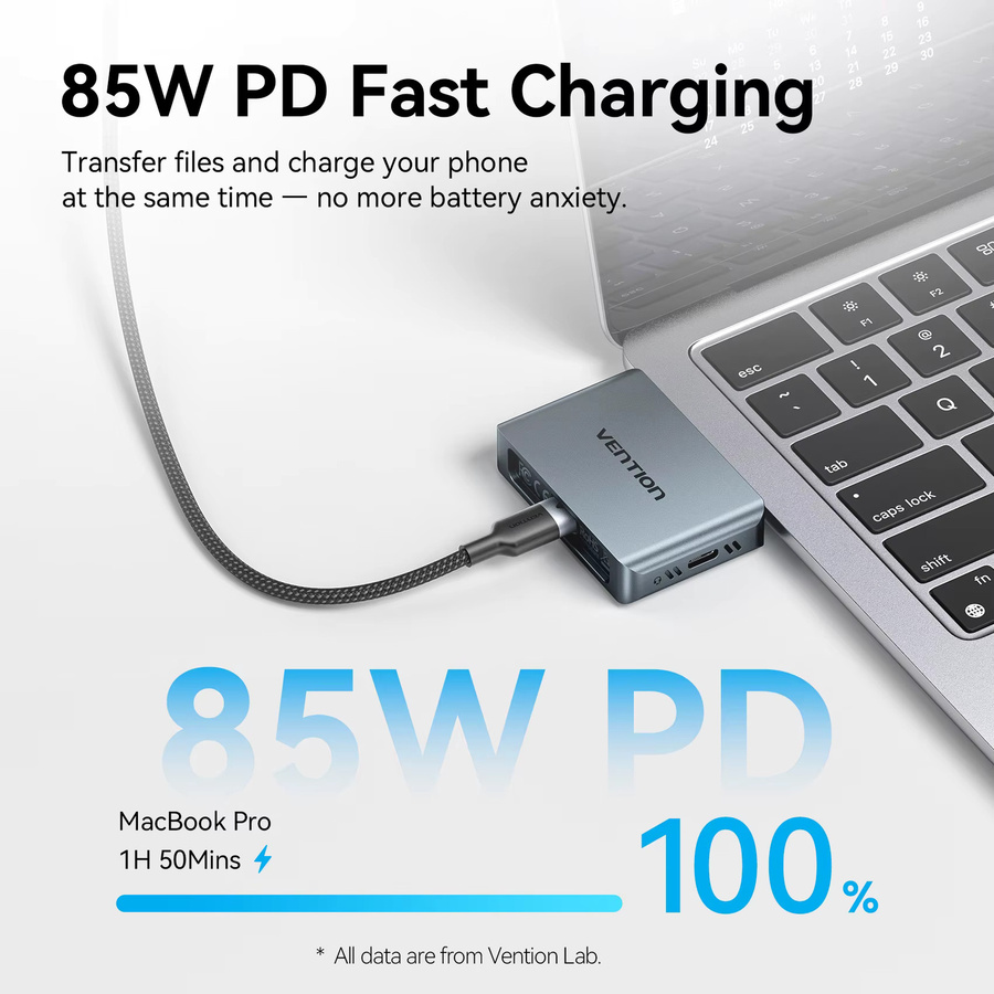 Vention M.2 NVMe SSD-Gehäuse mit USB-C 3.2 Gen2 10 Gbit/s, Audioanschluss und PD 100 W Unterstützung - Bild 4