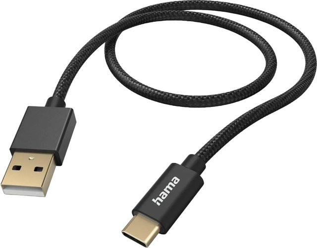 Hama Fabric Ladekabel USB-A auf USB-C aus Nylon in Schwarz, 1,5 m - Bild 1