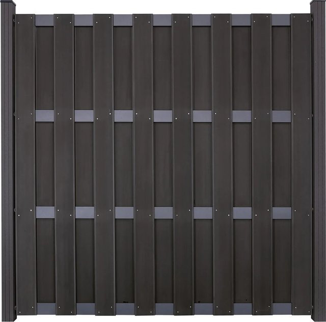GroJa Bausatz DB7 Fertigzaun DIY Sichtschutz aus Aluminium-Querriegel und BPC in Anthrazit, B/H: 180 x 180 cm - Bild 1