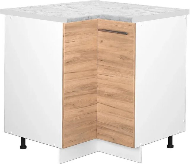 Vicco Eckunterschrank Fame-Line Goldkraft Eiche Weiß mit Marmor-Optik, B/T/H: 80,5 x 60,0 x 82,0 cm - Bild 1