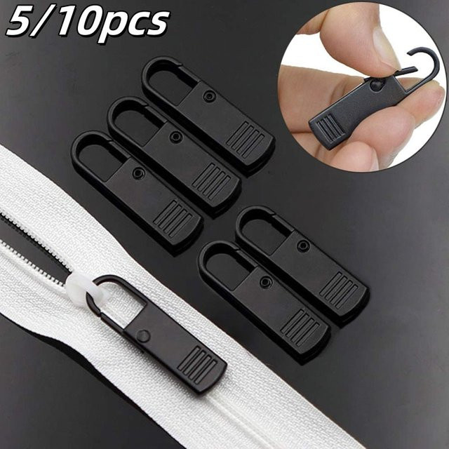 5er Set Zipper Slider Puller Ersatzset in Schwarz für Reißverschluss-Reparaturen an Taschen und Koffern - Bild 1