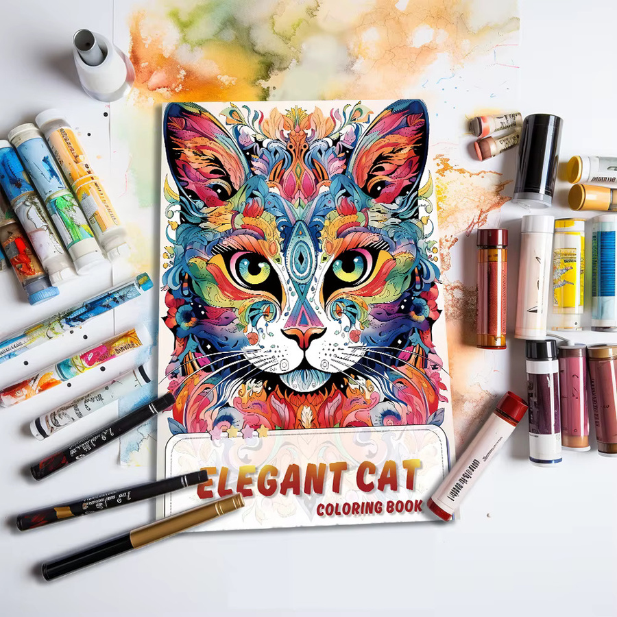 Miau-Malbuch für Teenager mit 25 verschiedenen Mustern in A4 und farbigem Design - Bild 3