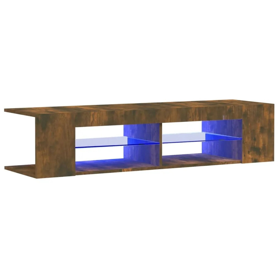 vidaXL TV-Schrank mit LED-Leuchten in Räuchereiche, modern, B/T/H: 135 x 39 x 30 cm - Bild 2