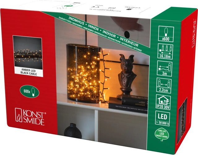 Konstsmide Micro LED Büschellichterkette Cluster mit 600 LEDs in Schwarz für die Weihnachtsbeleuchtung im Innenbereich - Bild 1