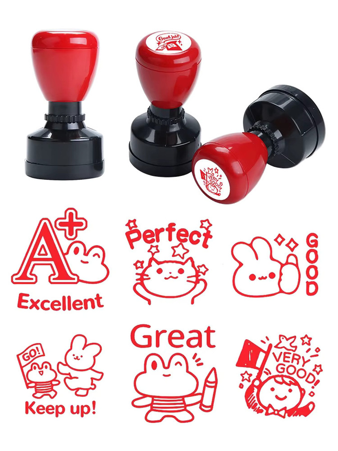ZYF Emoticon-Belohnungsstempel mit verschiedenen niedlichen Mustern, selbststempelnd, ideal für Lehrer und als Motivationsstempel - Bild 4