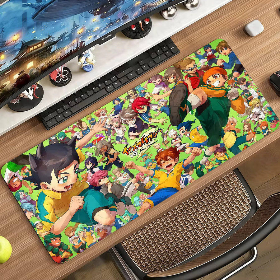 I-InazumaS E-ElevenES Anime-Mauspad XXL Schreibtischunterlage in Multicolour mit rutschfester Unterseite und verriegelbarem Rand für Gaming und Büro - Bild 3
