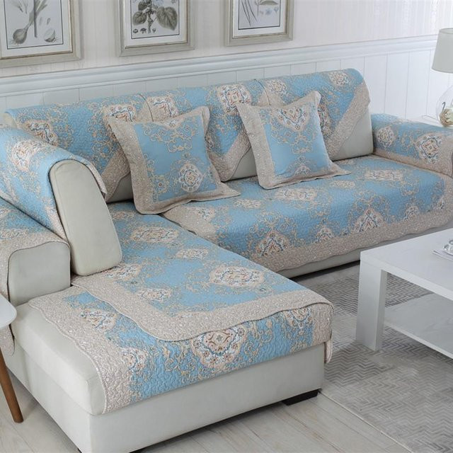 Four Seasons Universal-Sofakissenbezug aus Baumwolle mit Aufdruck, rutschfest, koreanischer pastoraler Stil, B/T/H: 70 x 70 x 1 cm - Bild 1