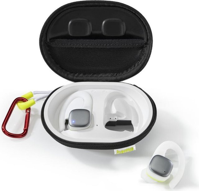 Hama Spirit Athletics True Wireless Bluetooth Kopfhörer mit Ohrbügel in Weiß/Gelb - Bild 1