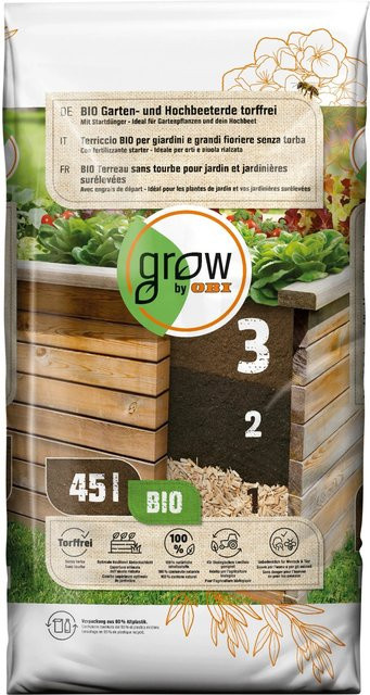 GROW by OBI BIO Garten- und Hochbeeterde torffrei, 45 l - Bild 1