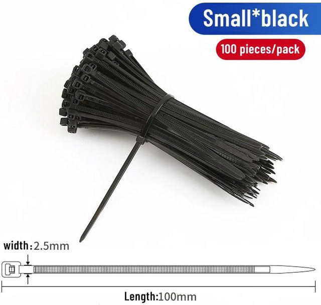 100 Stück Super Six Kabelbinder aus Nylon und Kunststoff, Kabel-Organizer und Befestigungsringe in Schwarz und Weiß - Bild 1