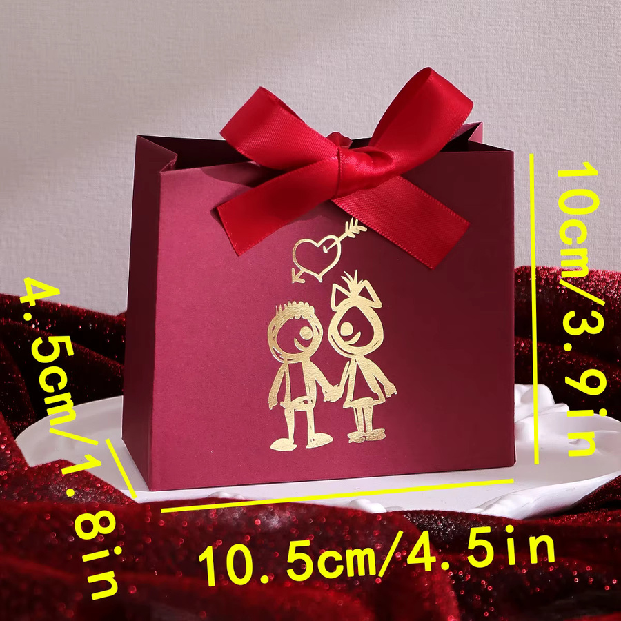 10-teiliges Mini-Geschenkbox-Set aus Papier in Rot mit Paarfiguren-Design für Süßigkeiten und kleine Geschenke zum Valentinstag - Bild 3