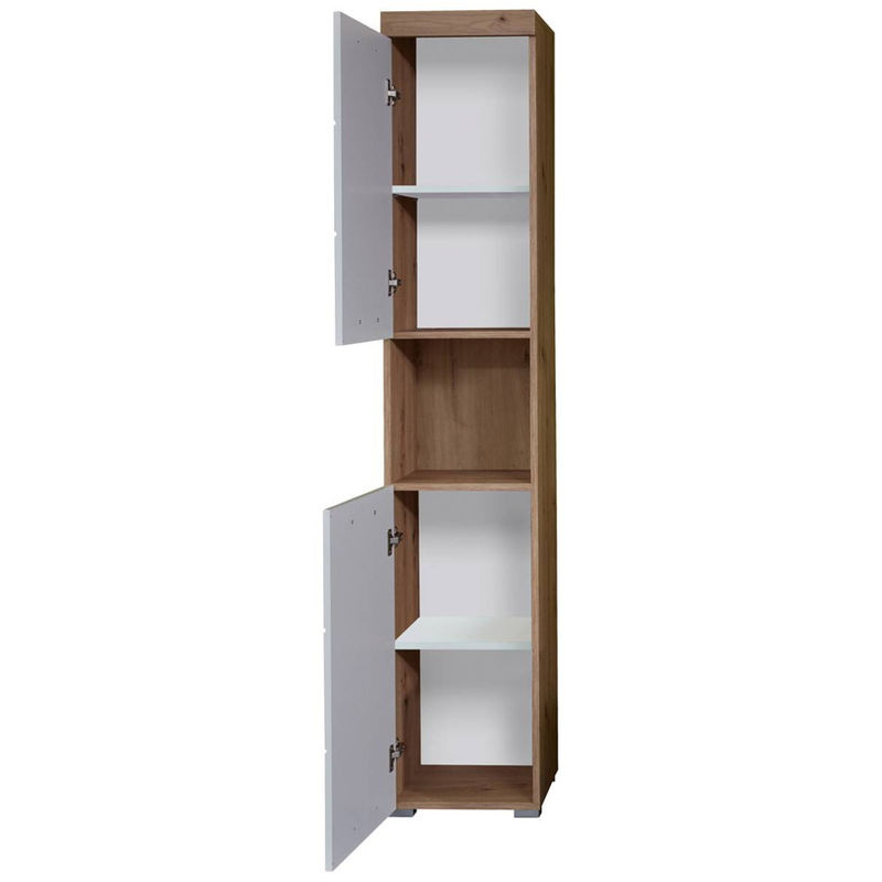 Trendteam Hochschrank Amanda in Weiß Hochglanz mit Asteiche Nachbildung, B/H/T: 37 x 190 x 31 cm - Bild 2