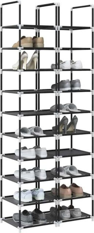 vidaxl Schuhregale 2er Set mit 10 Ebenen in Schwarz, B/T/H: 33 x 33 x 174 cm - Bild 1