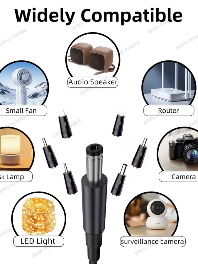 Geris Power 34-teiliges Universal DC AC Netzteil Adapter Set mit USB-C auf 5,5x2,5mm Stecker, 140W, Schwarz - Bild 2