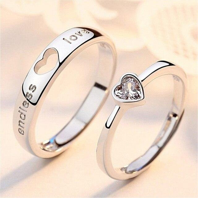 YIRAN Jewelry Eheringe, Herz, Zirkonia, Kupfer, Weiß, Unisex - Bild 1