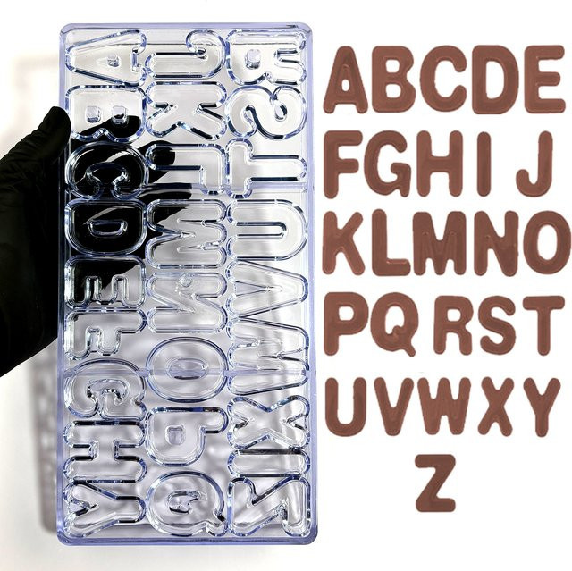 ALICAKE Schokoladenform Englisches Alphabet aus transparentem Polycarbonat, B/T/H: 27,5 x 26,0 x 13,5 cm - Bild 1