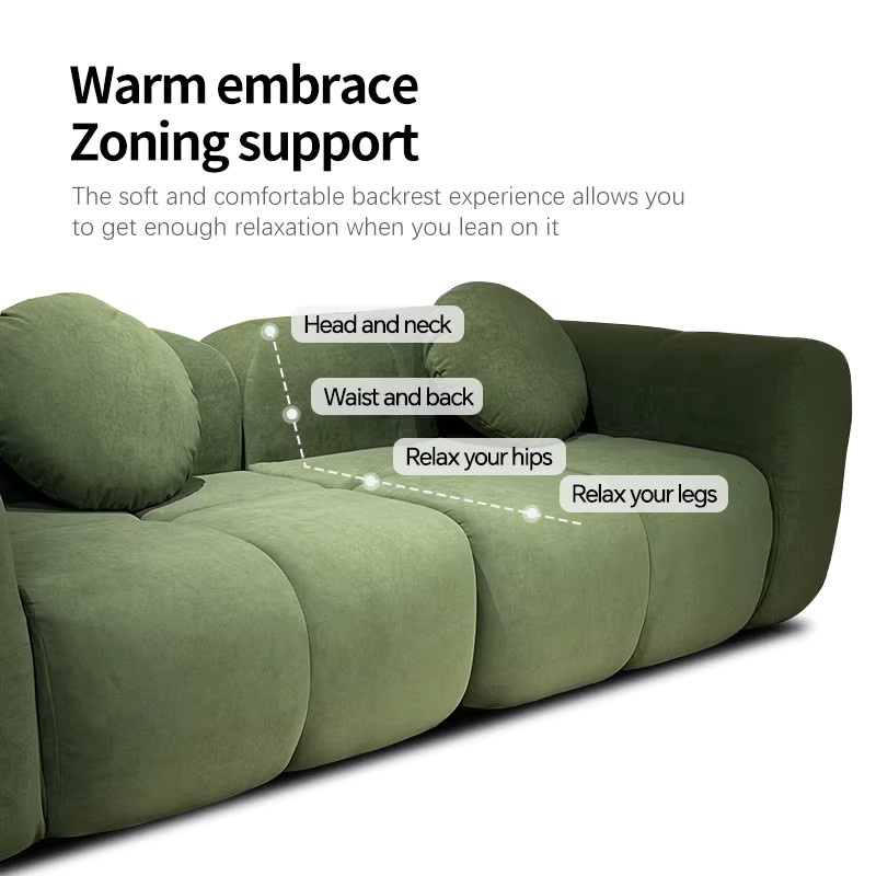 RSRDDY 3-Sitzer-Schlafsofa in Grün, modernes minimalistisches Polstersofa mit Stoffbezug und Sitzkissen - Bild 3