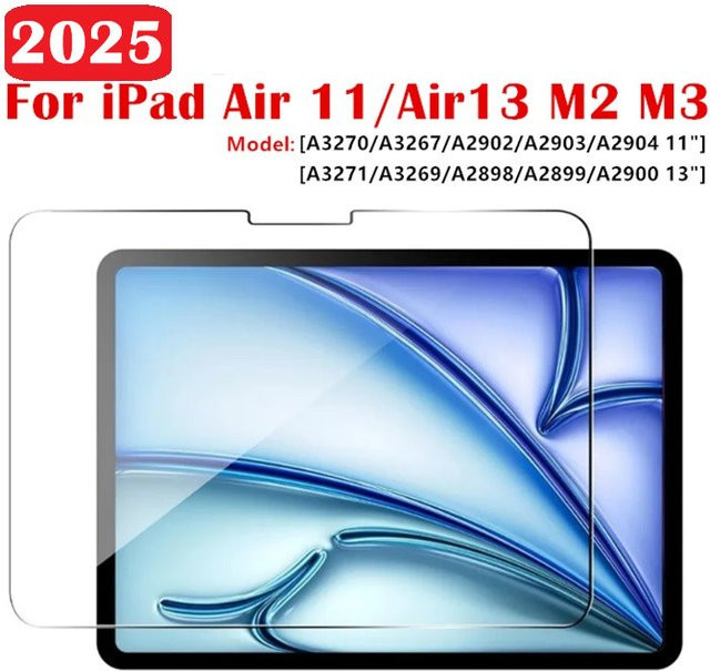 2er-Pack Displayschutzfolie aus gehärtetem Glas für Apple iPad Air 13 und 11 Zoll (2024/2025) M2/M3, transparent - Bild 1