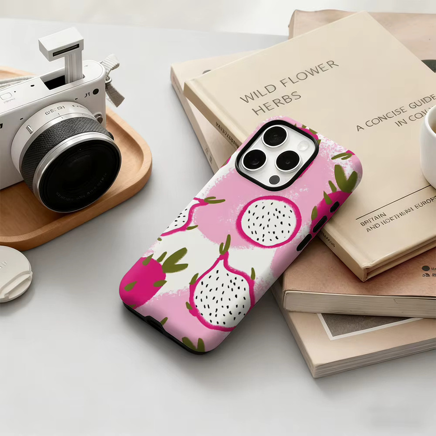 Dragon Fruit Delight Handyhülle für iPhone 17 16 15 14 13 12 Pro Max Plus mit doppelschichtiger Rückseite in Pink - Bild 5