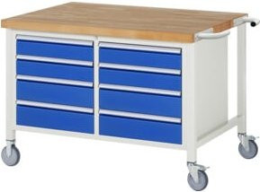 Rau Fahrbare Werkbank 8477 mit 8 Schubladen in Grau und Weiß, B: 125 cm, T: 90 cm, H: 88 cm - Bild 1