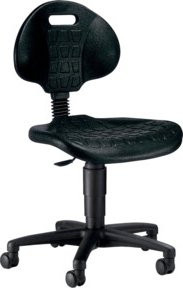 Arbeitsstuhl Topstar TEC 20 in Schwarz mit PU-Schaum und Rollen, Sitzhöhe: 42,0 - 55,0 cm - Bild 1