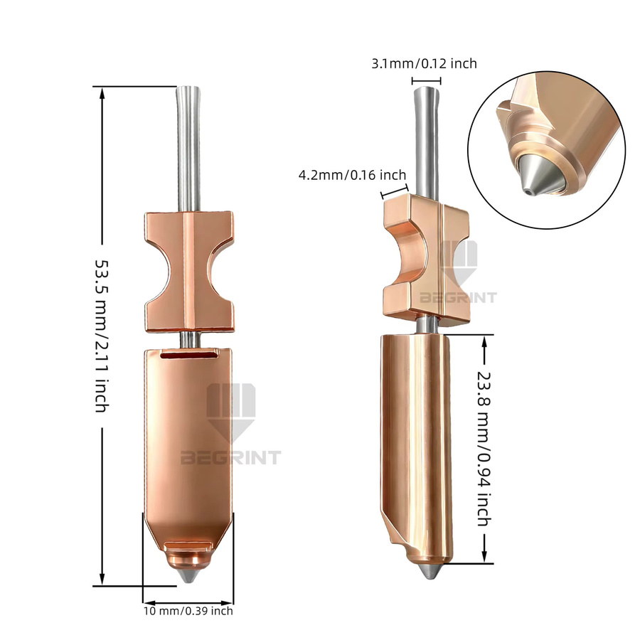 BEGRINT Hochdurchsatz-Schnellwechseldüsen aus gehärtetem Stahl für FlashForge AD5X, Hotend-Düsen in 0,25 mm, 0,4 mm, 0,6 mm und 0,8 mm, Farbe: Gold - Bild 5