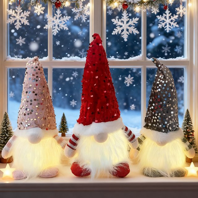 Leclstar Weihnachts-Pailletten-Zwergpuppe, Plüsch-Zwerg, Bunt - Bild 1