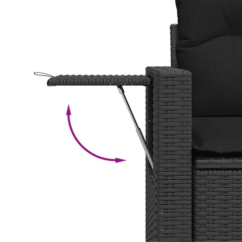 vidaXL 6-teilige Garten-Sofagarnitur aus Poly-Rattan in Schwarz mit Kissen und Gartentisch - Bild 3