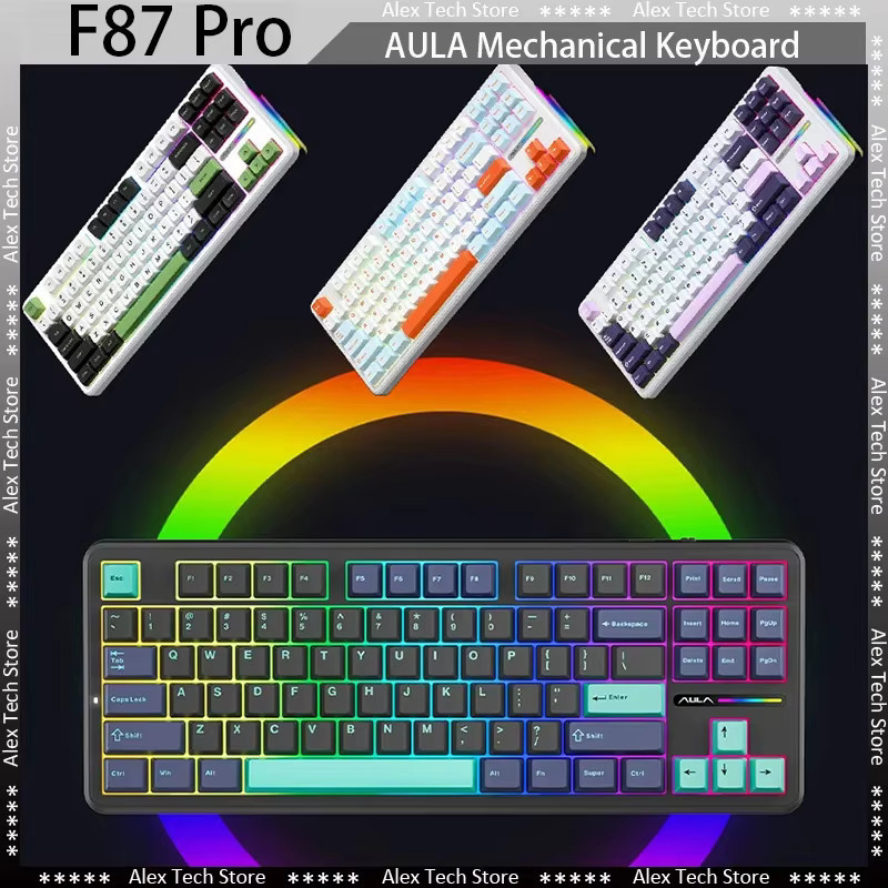 AULA F87Pro Mechanische Gaming Tastatur in Schwarz mit Tri-Modus Verbindung (Bluetooth, 2,4 GHz und USB) und 87 Tasten - Bild 6