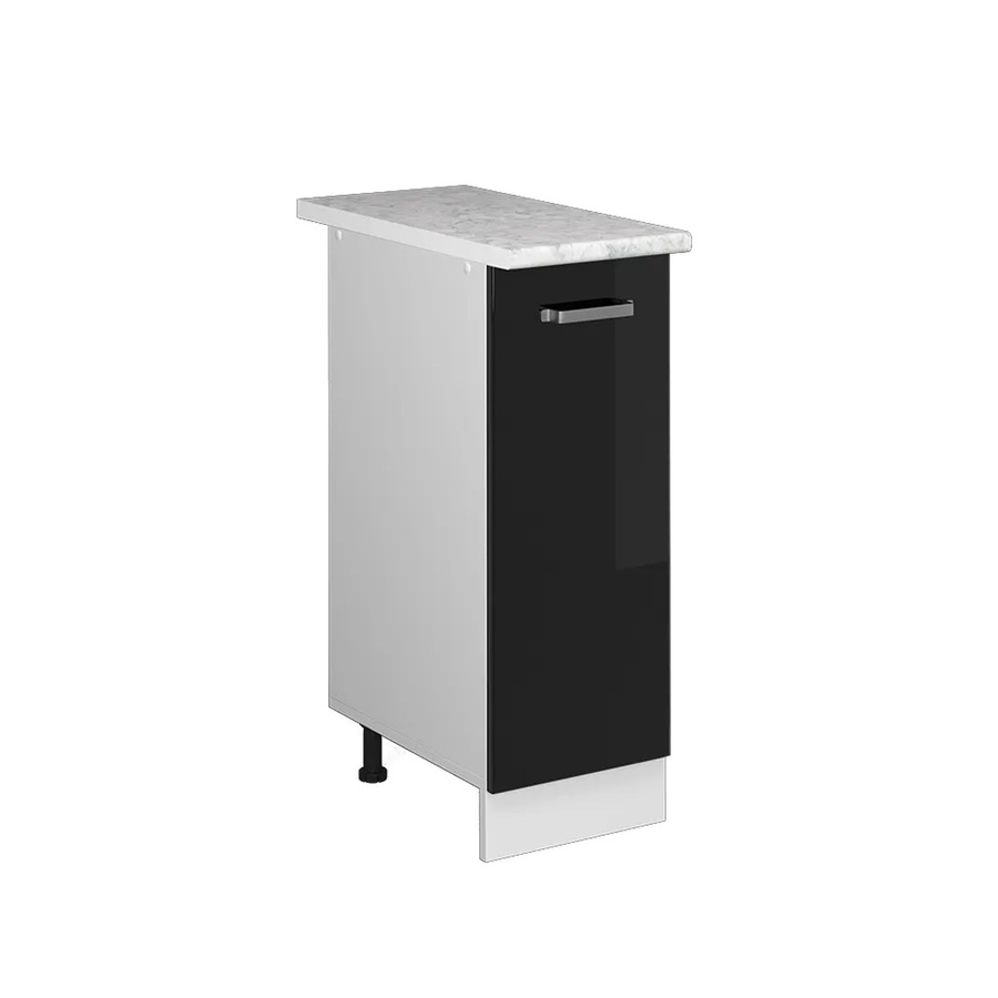 Vicco Apothekerschrank R-Line Schwarz Hochglanz Weiß Marmor B: 30 cm - Bild 2