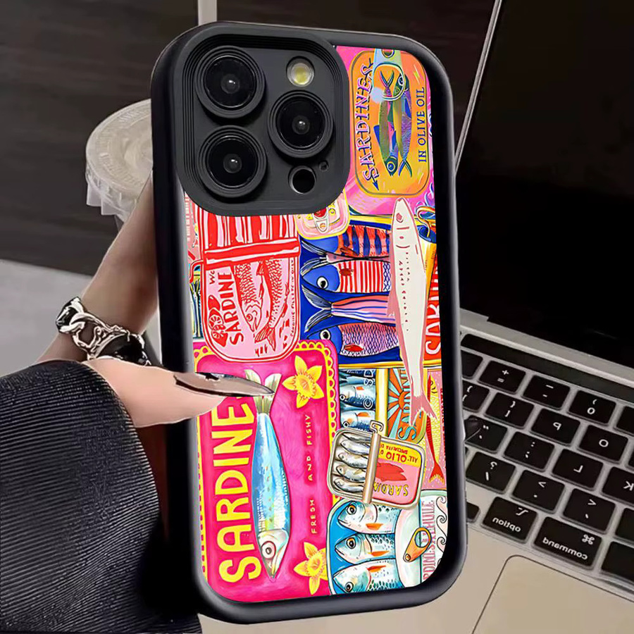 Potdemiel Handyhülle mit buntem Sardinen-Hummerfisch-Ozean Design für iPhone 11 bis iPhone 17 Pro Max Plus in Multicolour - Bild 4