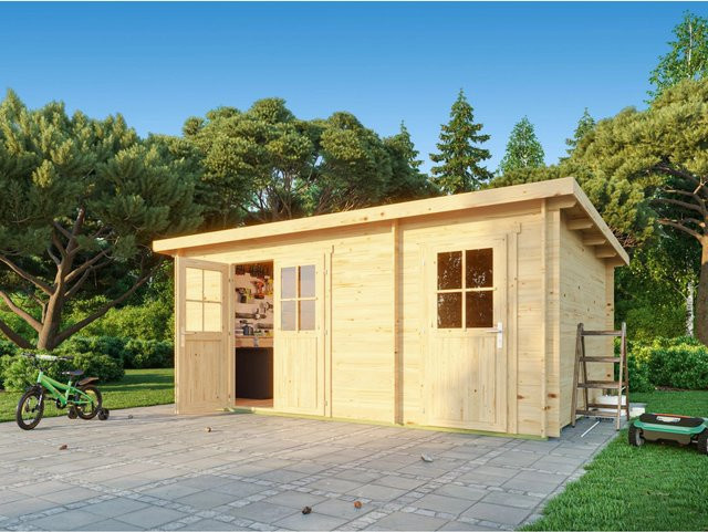 Fjordholz Gartenhaus Ezra 5H Pultdach aus imprägnierter Kiefer in Braun - Bild 1