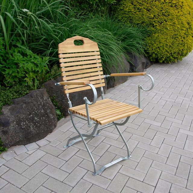 TPFGarden® Klappsessel BAD BELZIG aus Robinienholz mit verzinktem Stahlgestell in Braun, B/T/H: 53 x 46 x 95 cm - Bild 1