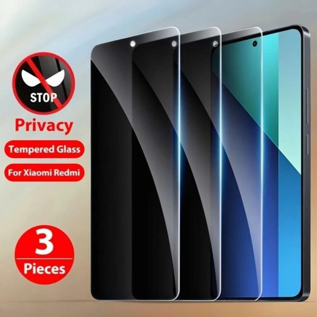 3er-Set Privacy Panzerglas für Xiaomi Redmi Note 14 5G 13 12 11 Pro 14S 12S 11S sowie Redmi 14C 14R 13C 12C 10 9 in Schwarz - Bild 1