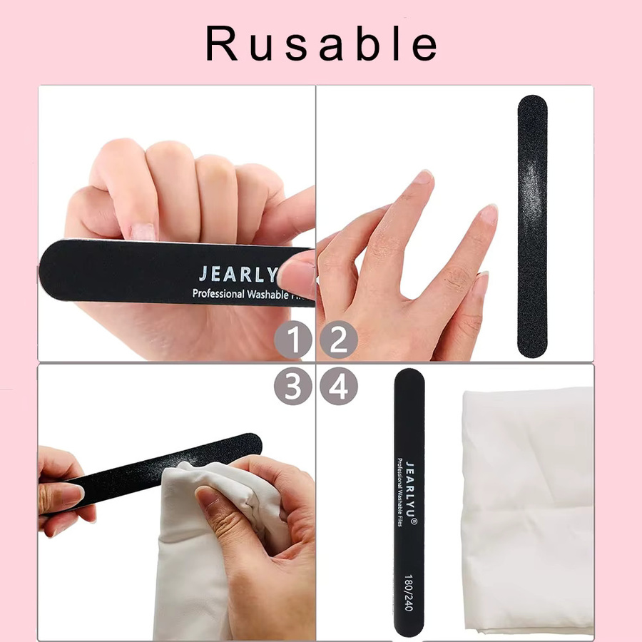 JEARLYU Nagelfeile, 180/240 Körnung, schwarz, Unisex - Bild 3