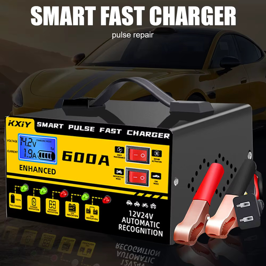 Intelligentes 12V 600A Auto Batterie Ladegerät mit Digital LCD Display, Puls Reparatur und automatischer Temperaturerkennung, Farbe: Rot - Bild 6