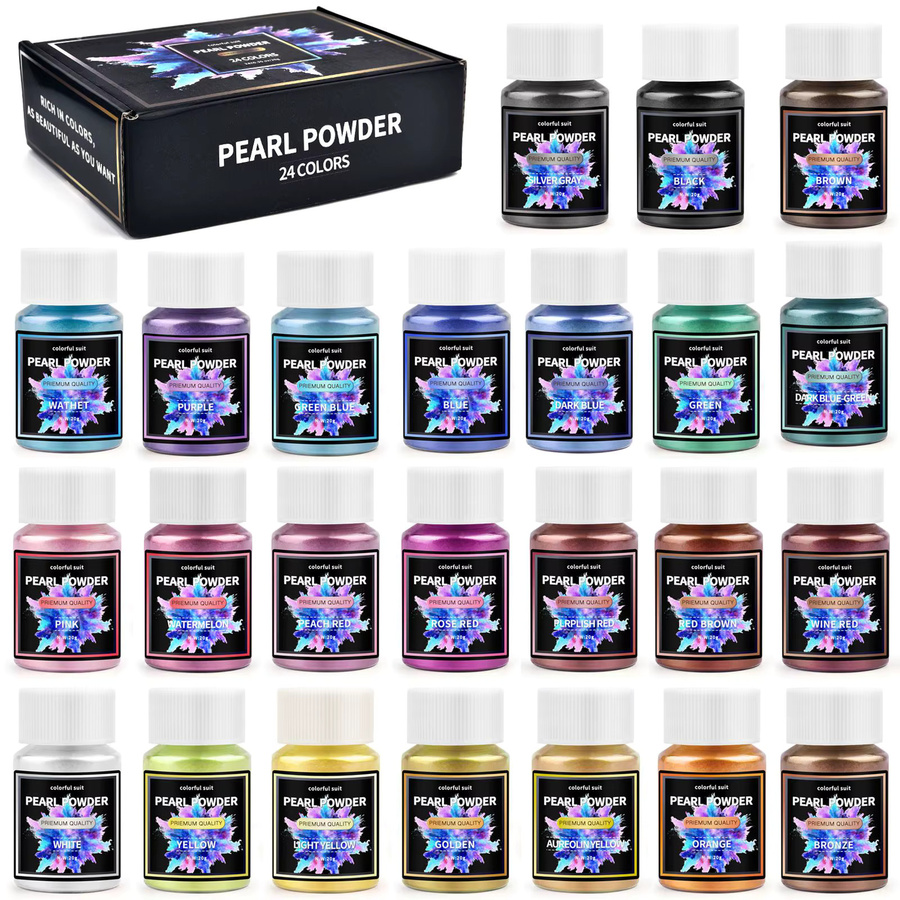 YAKAMOZ Perlglanz Glimmer Pulver Set, 24 Stück, Multicolour, Pigment für Epoxidharz und DIY-Projekte - Bild 2