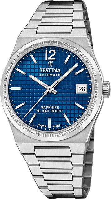 Festina Damenuhr Automatik, Edelstahl, Blau, 35 mm, 10 ATM - Bild 1