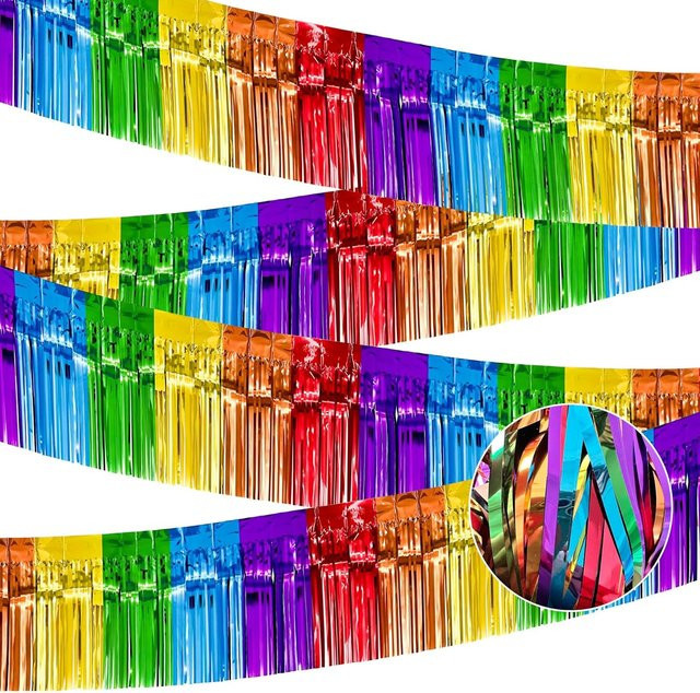 3M Regenbogen Fransen-Girlande aus Kunststoff für Party und Geburtstag in Mehrfarbig und Rot - Bild 1