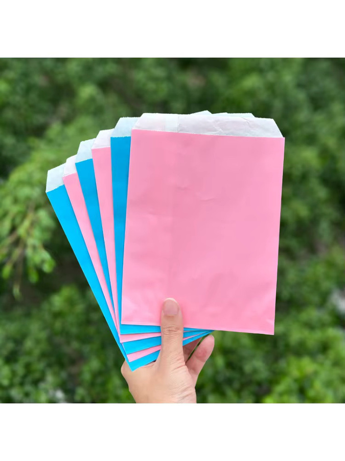 50 Stück Kraftpapiertüten von Casame in Hellrosa und Blau, Pastell-Geschenktüten für Hochzeiten oder Babypartys, B: 13 cm, H: 18 cm - Bild 2