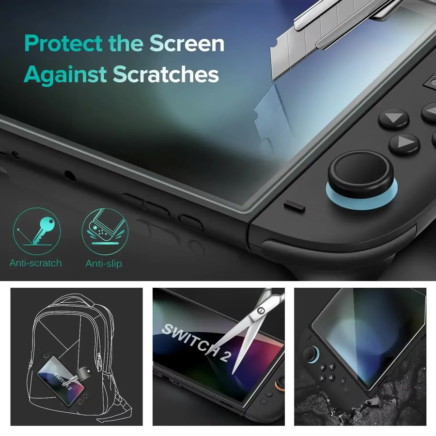 Nintendo Switch 2 Displayschutzfolie aus gehärtetem Glas, transparent, kratzfest und HD-klar - Bild 4