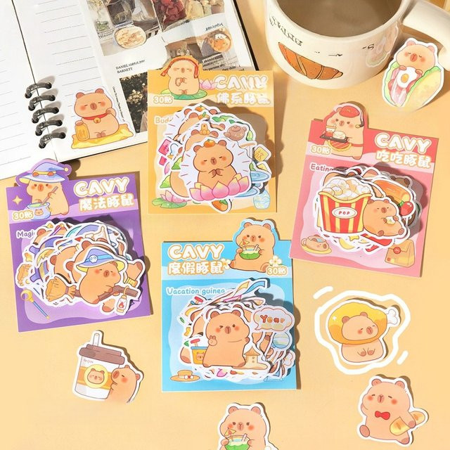 30er-Pack Capybara-Aufkleber in Multicolour für Basteln, DIY und Scrapbooking - Bild 1